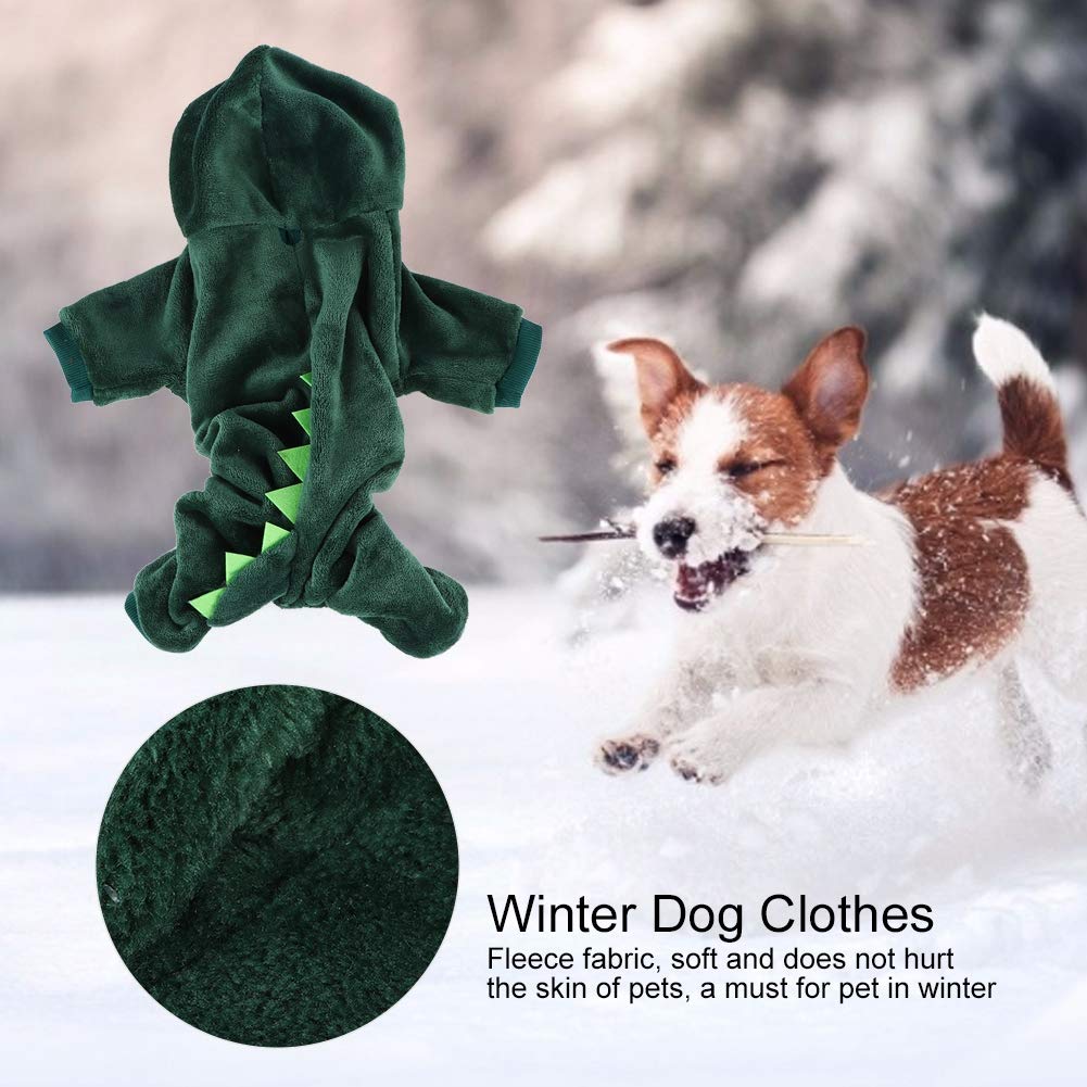 Fleece Winter Cute Dinosaur Dog Clothes Hoodies for Small Dogs Puppy Jacket Clothing Outfit Fleece Winter Cute (L)