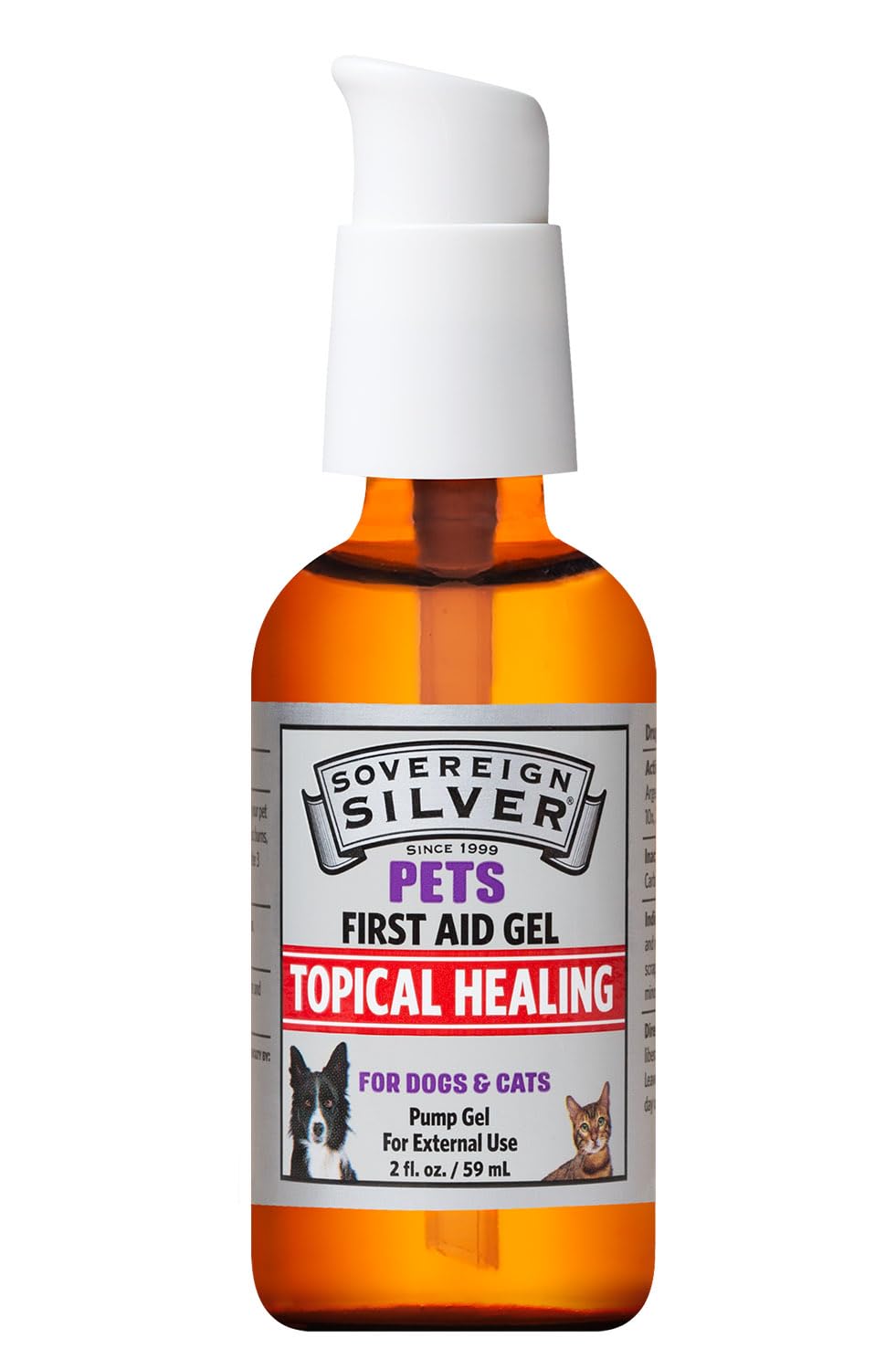 Sovereign Silver Pets First Aid Gel - Topical Skin Care Gel for Dogs and Cats with Pump, Argentum Metallicum - 2 fl oz (59mL)