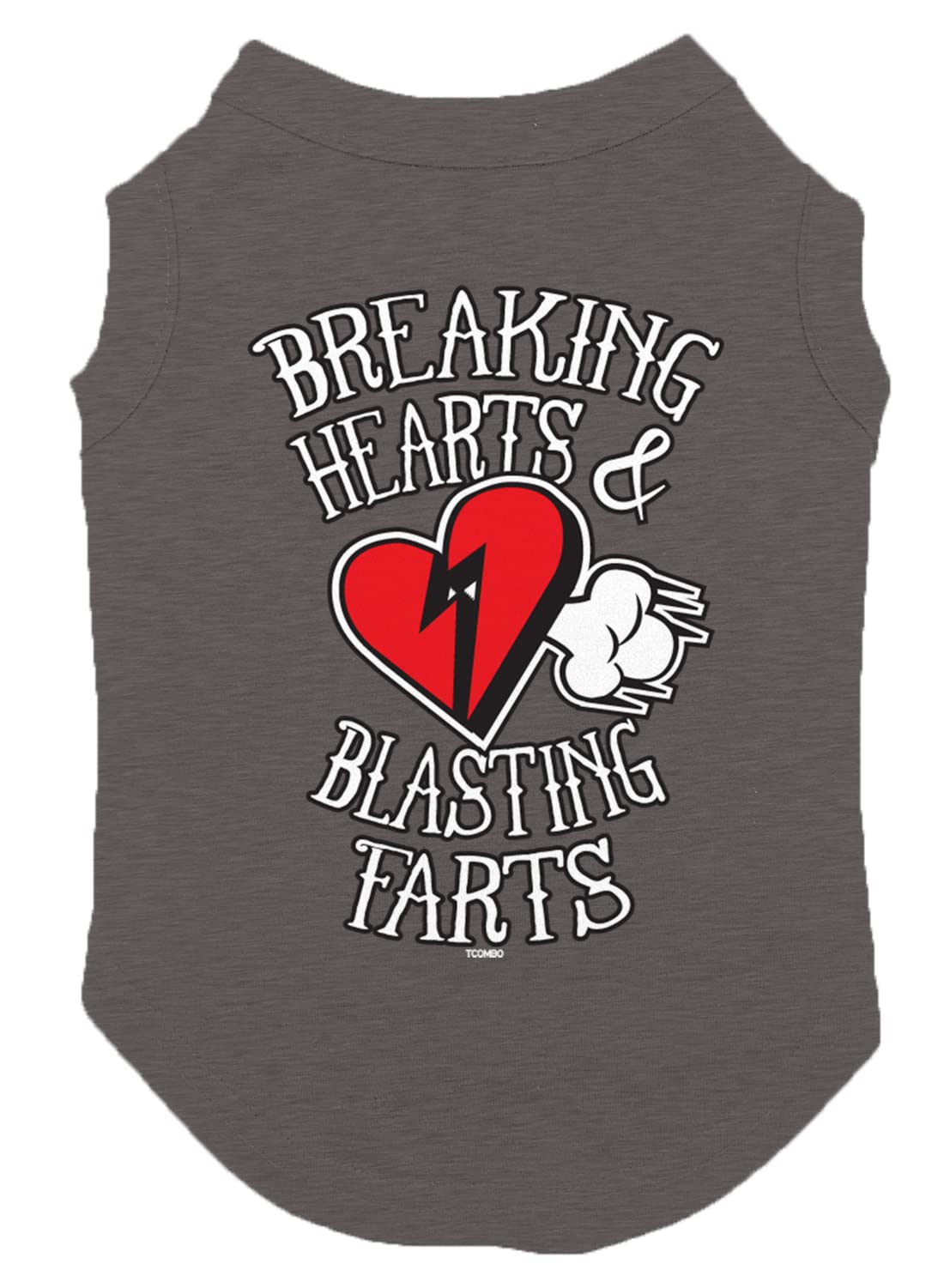 Breaking Hearts & Blastings Farts Dog Shirt (Dark Gray, X-Large)