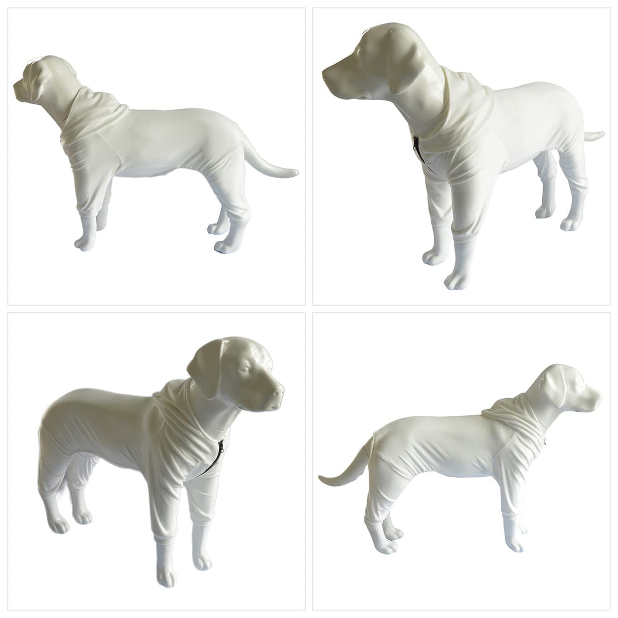 Dog Pajamas Pet Jumpsuits PJS for All Seasons, Velvet Dog Hoodies 4 Legs Four Feet Dog Onesies Stylish PJS Puppy Costume Cotton Liner Warm Pet Clothes for Small Medium Large Dogs White S