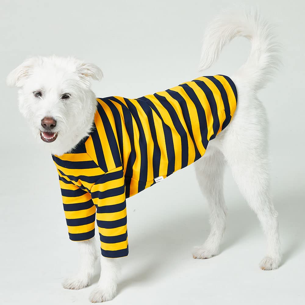 Lucky Petter Dog Cotton Shirts for Small and Large Dogs Rugby Striped T-Shirts Soft Breathable Dog Shirt pet Clothes (5X-Large, Yellow/Navy)