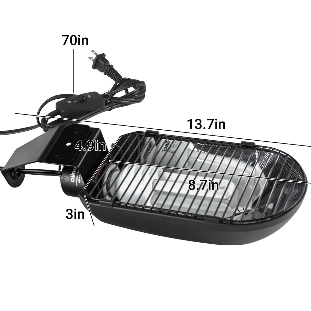 Oiibo Bird Cage Light Fixture Combo Kit, AvianSun Lamp Hood with 2.4% UVB UVA 20W Compact Fluorescent Bulb for All Kinds Captive Birds