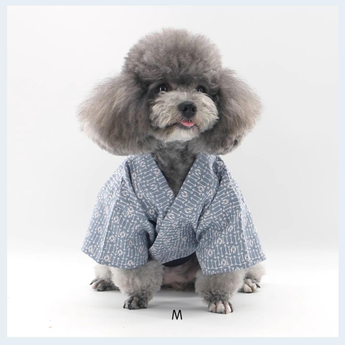 MANON ROSA Dog Costume Japanese Yukata Kimono - Traditional Pet Kimono Cosplay for Small Medium Dogs, Puppies Cats Kittens, Breathable Adjustable Outfit (9-14lbs Sky Blue,Large)