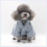 MANON ROSA Dog Costume Japanese Yukata Kimono - Traditional Pet Kimono Cosplay for Small Medium Dogs, Puppies Cats Kittens, Breathable Adjustable Outfit (9-14lbs Sky Blue,Large)