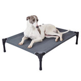 pettycare Elevated Outdoor Dog Bed - Raised Cot for Large Dogs, Heavy Duty Pet Cots Waterproof, Cooling, Washable Breathable Teslin Mesh, Durable, Non Slip, 42 Inches, Grey