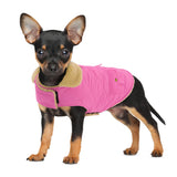 Winter Coat for Small Dogs, Puppy Plaid Jacket, Cotton Coat for Cold Weather, Windproof Warm Dog Garments, Pet Thickened Outfits Indoor Outdoor, Pink S