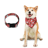 KEIAHUAN Red Bandana Dog Collar Set with Quick Release Buckle Cat Scarf Washable Triangle Pet Kerchief Cute Triangle Bib Xmas Costume Accessories for Small to Large Dogs, Christmas Santa Claus
