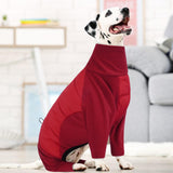 BRKURLEG Full Body Dog Winter Coat Warm Fleece Pullover Pajamas, Four Legs Covered Windproof Dog Jacket for Small to Large Dogs, Turtleneck Dogs Snowsuit, Pet Cold Weather Clothes, Red XXXL