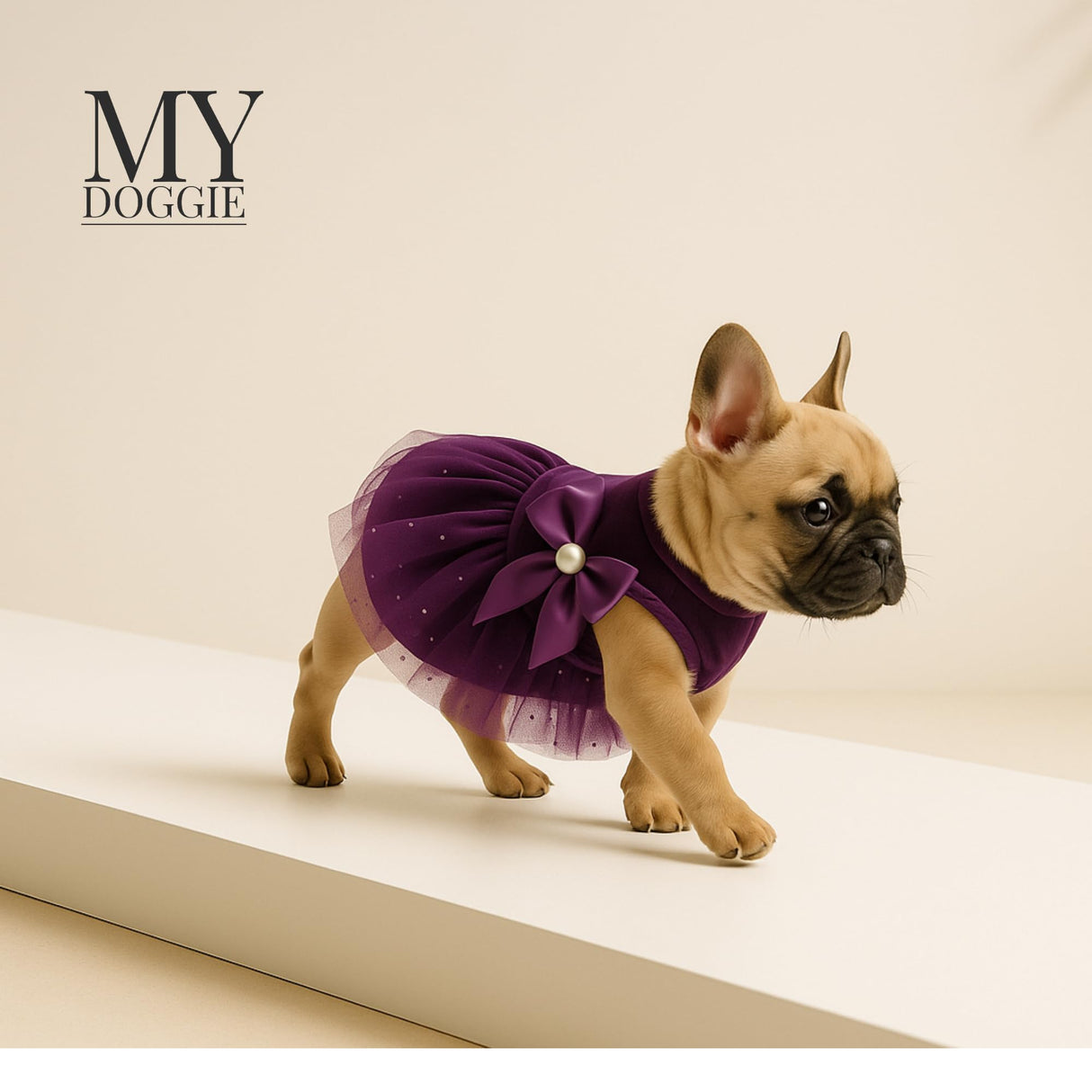 MYDOGGIE Luxury Velvet Dress for Small Dogs & Puppies (Toy Breeds) | Elegant Princess Outfit with Glitter Tulle & Satin Bow | Perfect for Chihuahua, Yorkie & Teacup Sizes | Premium Gift Box Included
