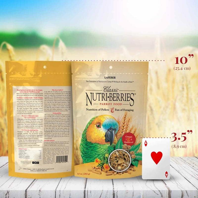 LAFEBER'S Classic Nutri-Berries Pet Bird Food, Made with Non-GMO and Human-Grade Ingredients, for Parrots (10 oz Pack of 2)