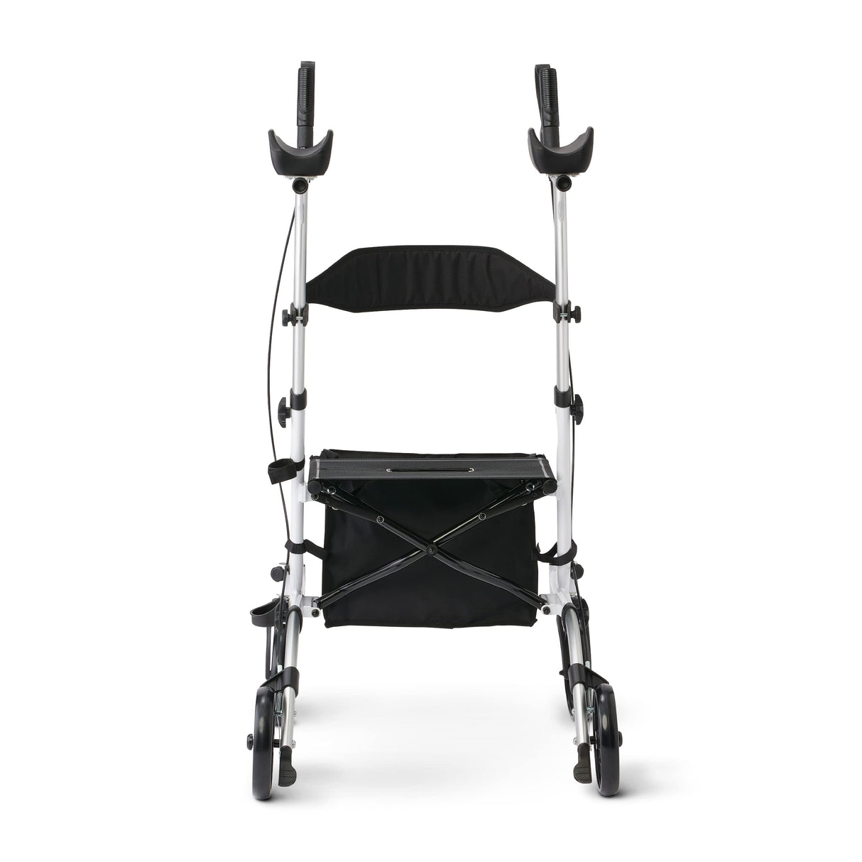 Medline Upright Rollator Walker with Padded Armrests, Stand Up Walkers for Seniors, 7.5-Inch Wheels, Height Adjustable, Storage Bag, 300lb Weight Capacity, White Frame
