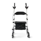 Medline Upright Rollator Walker with Padded Armrests, Stand Up Walkers for Seniors, 7.5-Inch Wheels, Height Adjustable, Storage Bag, 300lb Weight Capacity, White Frame