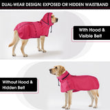 OUOBOB Dog Raincoat for Medium Dogs, Waterproof Adjustable Dog Rain Jacket with Hood, Leash Hole, Lightweight Reflective Poncho for Rain, Snow, Windy Weather & Outdoor Walks, Camping, Hiking - Pink M