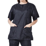 Dog Grooming Smock for Men Women, Anti-Static Smock for Pet Shop Dog Cat Grooming Bathing, Short Sleeves, Water Resistant and Hair Proof, (Solid Black L)