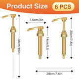 Coffee Syrup Pumps, 6 Pack Gold Syrup Pump, Skinny Syrup Pump for 750ml 25.4oz Syrup Bottle, Syrup Pump Dispenser for Kitchen Dinning Coffee Bar Drinking Mixes,Davinci,Jordans