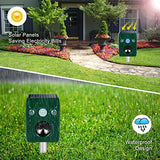 PGFIT 2 pack Solar Animal Repeller Ultrasonic Outdoor Animal Repellent Waterproof Movement LED Flashing Alarm Sound Activated Applicable toDeer,Cat,Bird,Rabbit,Squirrel,Skunk.Protecting Lawn Orchards。