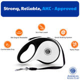 American Kennel Club Retractable Dog Leash, 16.4ft, Tangle-Free, Ergonomic Grip, One-Hand Brake, for Medium & Large Dogs up to 66