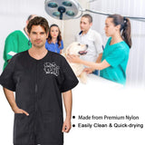 Noverlife Short Sleeves Pet Grooming Work Clothes with Full Zipper, XL Size, Splash Proof Anti-Static Pets Beautician Smock, Dog Cat Groomer Cosmetologist Uniforms for Pet Shop Men Women