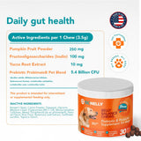 Ol'Nelly Pre & Probiotics for Dogs- 30 Soft Chews (Bacon) - Daily Dog Probiotics for Digestive & Gut Health - Diarrhea, Gas & Constipation Relief -All Ages and Breeds - Probioticos Perros Chewable