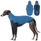 DENTRUN Greyhound Dog Sweatshirt, Fleece Turtleneck Jumper for Greyhounds & Whippets - Warm Knitted Sweater for Lurchers, Italian Greyhounds, Salukis (XL, Blue)