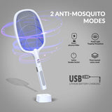 WBM SMART 2 in 1 Electric Bug Zapper, Mosquitoes Trap Lamp & Racket, USB Rechargeable Electric Fly Swatter for Home and Outdoor Powerful Grid 3-Layer Safety Mesh Safe to Touch, Pack of 2