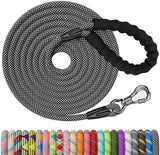 NTR Heavy Duty Dog Leash, Black 30FT Reflective Dog Leashes with Swivel Lockable Hook and Comfortable Padded Handle, Puppy Leash for Walking, Hunting, Camping, Backyard for Small Medium and Large Dogs