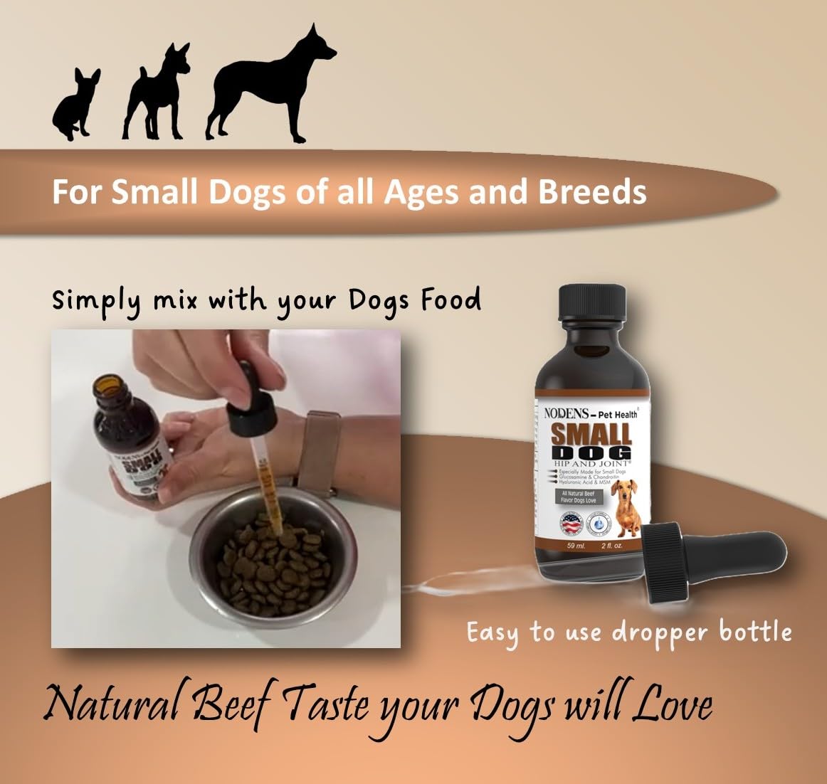 NODENS Small Dog Hip and Joint Liquid Glucosamine for Dogs – Small Dog Joint Supplement for Senior Dog Pain Relief Anti-inflammatory for Improved Joint Flexibility & Mobility 2oz