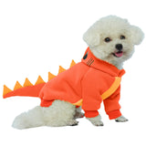 Lelepet Dinosaur Costume - Small Dog Halloween Costume, Warm Fleece Hoodie for Small Dogs, Thick Sweatshirt, French Bulldog, Beagle, Lab, Dachshund, Greyhound, Pitbull, Orange （XS-2XL