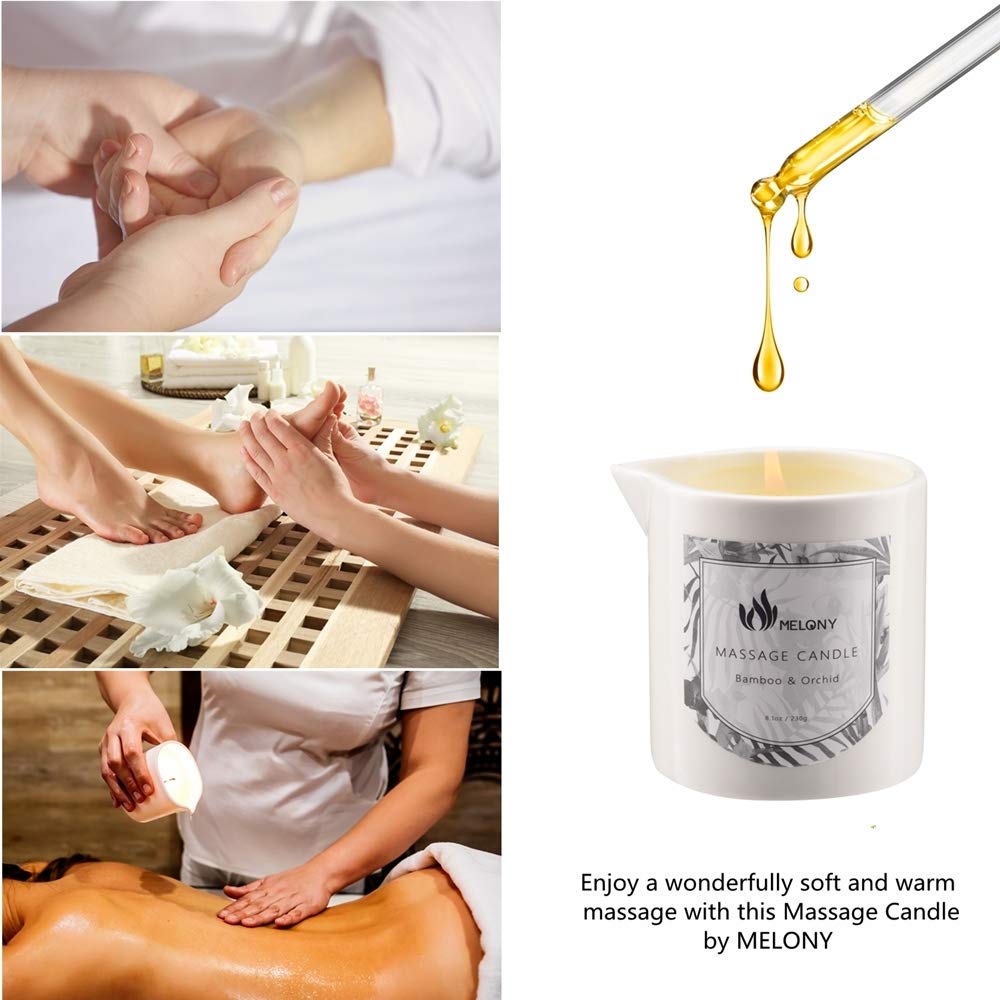 MELONY Massage Candle Oil, Moisturizing, Body Oil Candle, Natural Soybeans, 8.1 oz, Bamboo Orchid