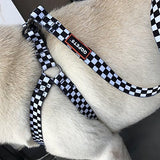 QQPETS Dog Harness Leash Set Adjustable Heavy Duty No Pull Halter Harnesses for Small Medium Large Breed Dogs Back Clip Anti-Twist Perfect for Walking (M(19"-26" Chest Girth), Black Plaid)