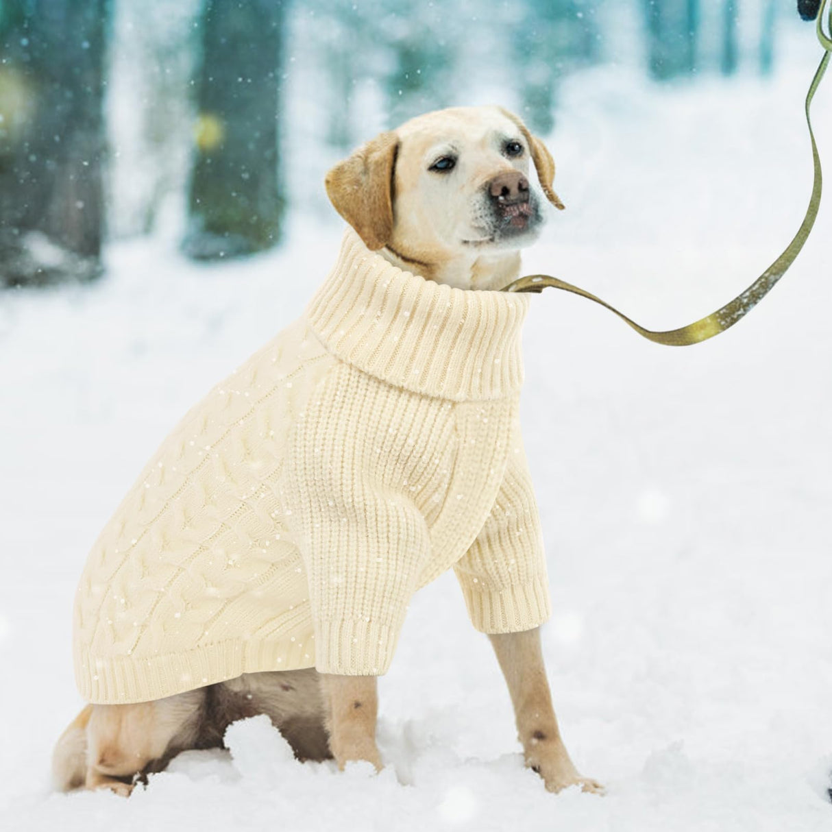Queenmore Small Dog Sweater, Dog Christmas Sweater, Warm Soft Sweaters for Dogs Girl Boy, Knit Winter Coat for Small Medium Large Dog (White, S)