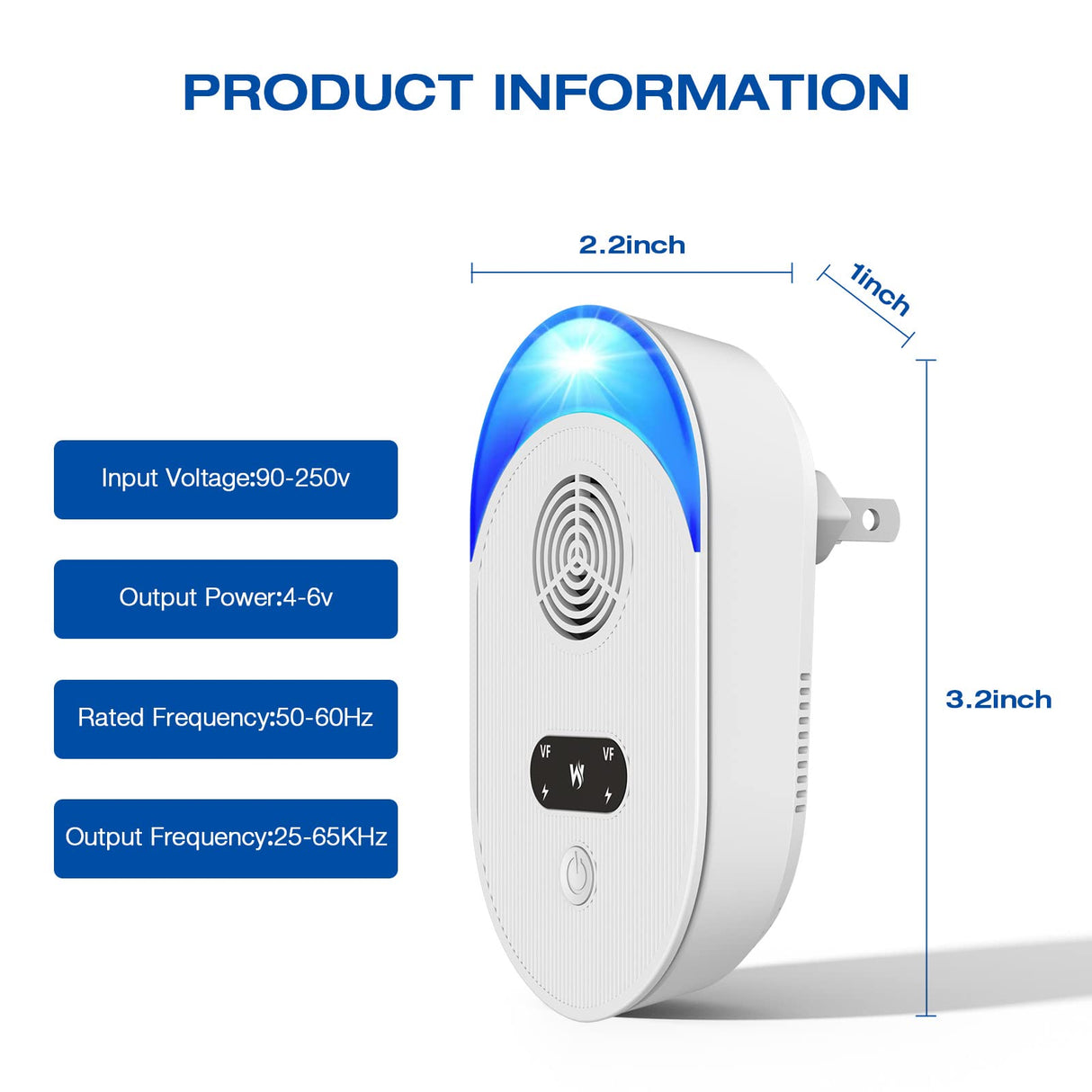 Ultrasonic Pest Repeller, Indoor Ultrasonic Repellent for Roach, Rodent, Mouse, Bugs, Mosquito, Spider, Mice, Electronic Plug in Pest Control, 6 Packs