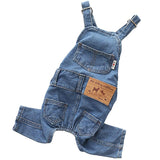Pet Clothes Elastic Jeans Overalls Comfortable Washed Denim Cute Style for Puppy (S)