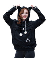 ALYC Unisex Hoodies Pet Holder Cat Dog Large Pouch Carriers Pullover with Cat Printing Sweatshirt (Black-Classic Version, XXXXL) ??