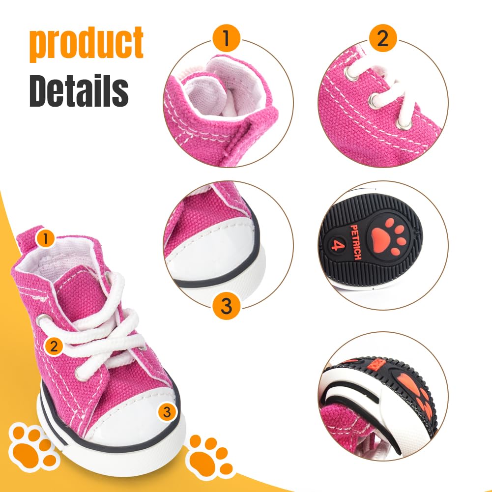 Pet Sports Dog Shoes, Puppy Canvas Shoes, Dog&Cat Paw Protective Covers, Size 1-5 for Cats, Size 5-6 for Dogs Weighing Less Than 10KG, Size 7-8 for Medium-Sized Dogs Weighing 10-30KG (Pink, 3#)