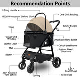 Extra Large Pet Stroller, Jumbo Dog Stroller Fits 3 Small Pets up to 50lbs, Heavy-Duty Stable Strollers with Shock Absorbing Wheels & Locking Brakes, for Walking, Jogging, Vet Visits