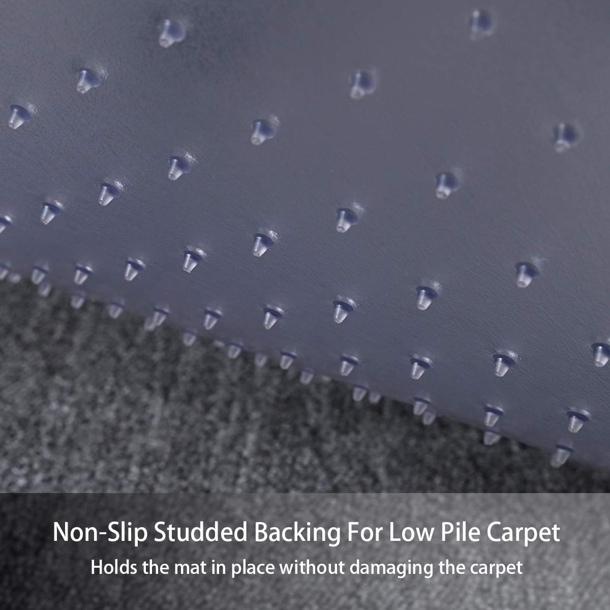 HOMEK Office Chair Mat for Carpet, 46" x 60" Studded Desk Chair Mat for Low Pile Carpeted Floors, Transparent Carpet Protector Mat for Office Chairs