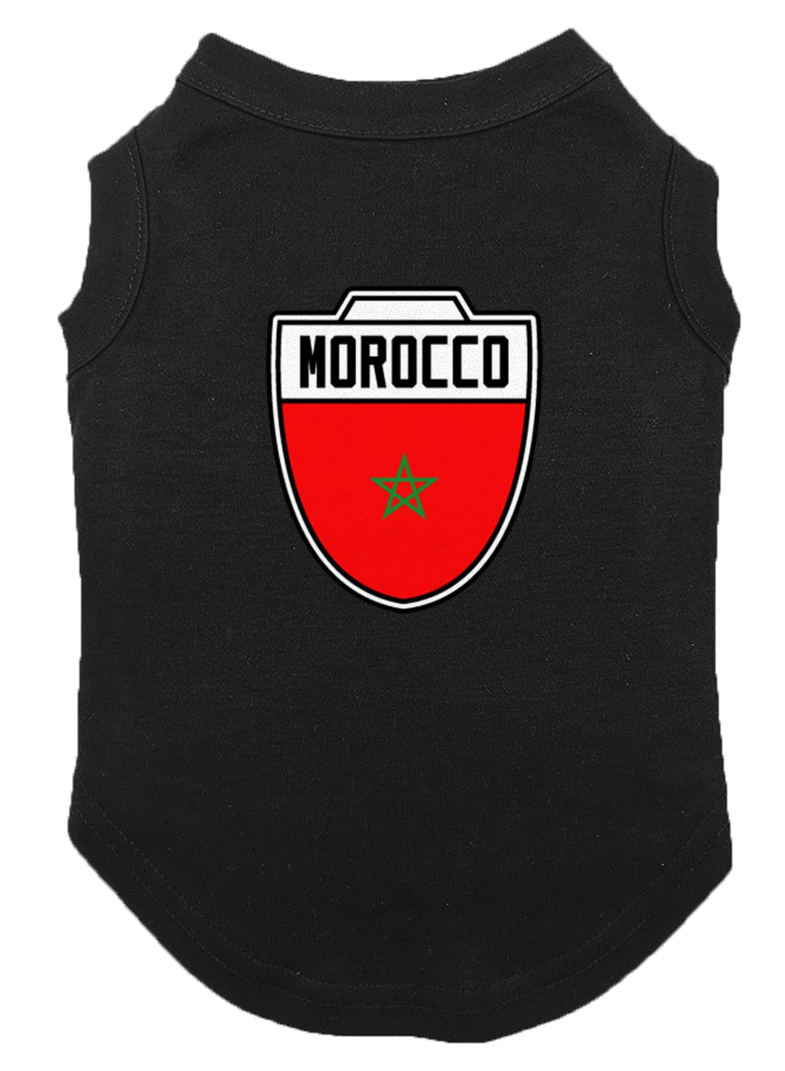 Morocco Soccer Crest - Country Futbol Dog Shirt (Black, X-Large)