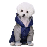 Miaododo Winter Small Medium Dog Coat,Hooded Four-Legged Dog Jacket Cotton-Padded for Puppy Cat Doggie Pets Dog Clothes Apparel Clothing (Navy, L)