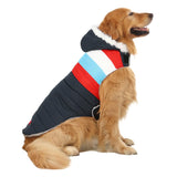 HDE Dog Puffer Jacket Fleece Lined Warm Dog Parka Winter Coat with Harness Hole Patriotic - L
