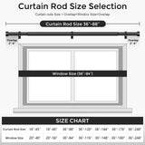 VOIIY Curtain Rods for Windows 48 to 84 Inch(4-7 Feet),Black 1'' Diameter Drapery Rods with End Cap Style Design,Modern Adjustable Heavy Duty Curtain Rod,Size:36''-88''
