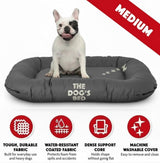 The Dog’s Bed Utility Waterproof Dog Bed for Medium Dogs, Grey - Washable Durable Indoor Outdoor Dog Bed, Tough Oxford Fabric, Removable Cover, Crate Car Kennel Travel Bed