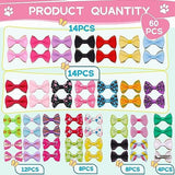 YAKA 60PCS (30 Paris) Cute Puppy Dog Small Bowknot Hair Bows with Metal Clips Handmade Hair Accessories Bow Pet Grooming Products (60 Pcs,Cute Patterns)