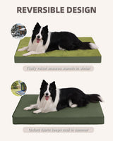 KSIIA Orthopedic Dog Bed Crate Waterproof Pet Mats for Large Dogs Deluxe Plush Washable Pet Bed with Egg Crate Foam & Removable Cover, 41 x 27 Inch, Green