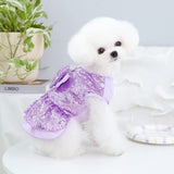 Tangpan Sequins Bow-Knot Pet Dance Dress Dog Christmas Party Dress (Purple, L)