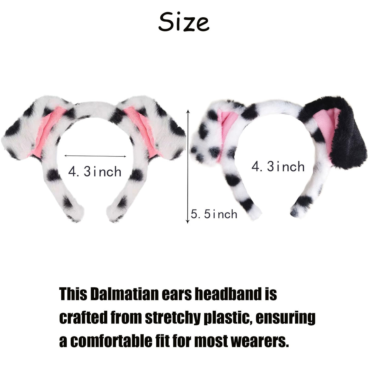 KIPSSMLSE Dalmatian Costume Dalmatian Ears Headband Tail for Women Puppy Dog Dress Up for Party Halloween