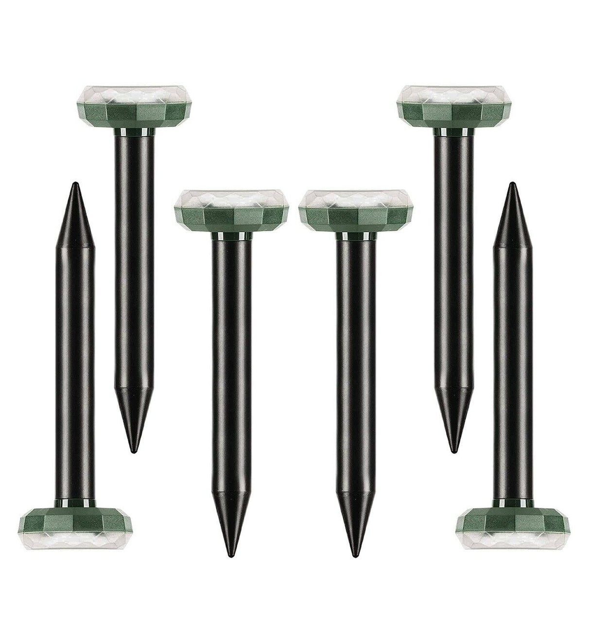 Garden Gadget 6 Pack Solar Powered Sonic Mole Repellent, Gopher Deterrent Spikes, Waterproof Solar Rodent Voles Gopher Chipmunk Repellent for Lawn and Garden