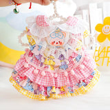 AZA Dog Princess Dresses for Small Dogs Cat Lolita Lace Bow Clothes Candy Costume Pink Bear Pet Girl Cute Coat Outfits Spring Costumes Summer (M,Pink Bear)