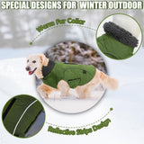 EMUST Winter Coat for Large Dogs, Windproof Dog Jacket for Cold Weather, Extra Warm Pet Winter Clothes for Small Medium Large Dogs, Green, XXL