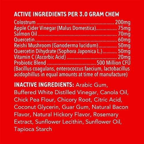 iHeartDogs Allergy & Itch Relief for Dogs with Salmon Oil, Quercetin, Colostrum, Antioxidants and Probiotics - 90 Count